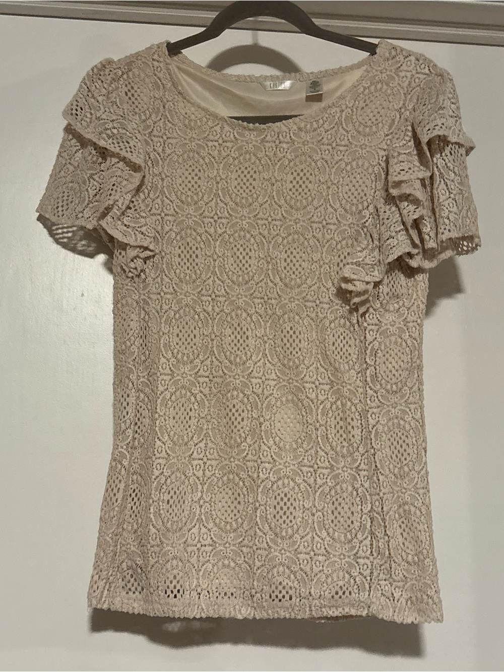 🌸Kaktus Cream Lace Ruffle Sleeve Blouse
